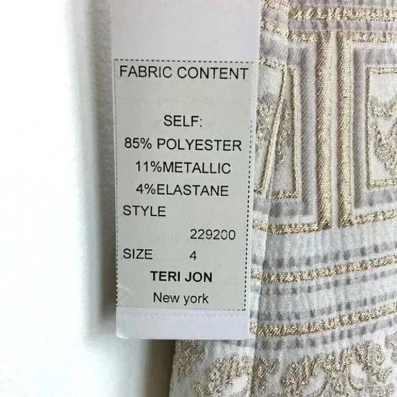 Teri Jon Rickie Freeman Midi Dress 4 Metallic Embroidered Puff Sleeve Event Gala